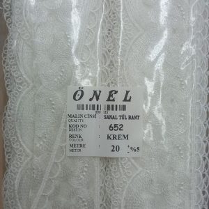 Dantel Polyester Sanal Tül Bant Krem 20 Metre En 6 cm ON-652-KR