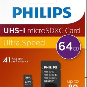 Philips Fm64mp45b/00 64gb Class10 Uhs-ı U1 Tf Adaptörlü Micro Sdxc Hafıza Kartı