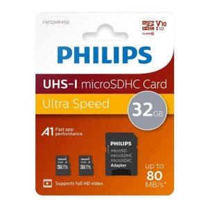 Philips Fm32mp45d/00 32gb Class10 Uhs-ı U1 Tf Adaptörlü Micro Sdhc Hafıza Kartı (2'li Paket)
