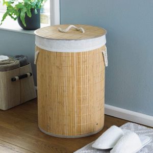 Decohandy Yuvarlak Bambu Kirli Sepeti