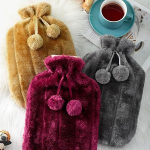 2 Litre Ponponlu Peluş Sıcak Su Torbası 1.Sınıf Kauçuk Malzeme (5296)