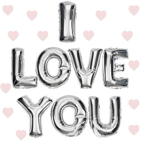 I Love You Folyo Balon Gümüş Renk 35 CM (5296)