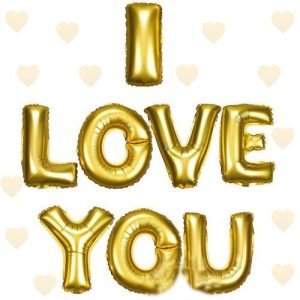 I Love You Folyo Balon Altın Renk 35 CM (5296)
