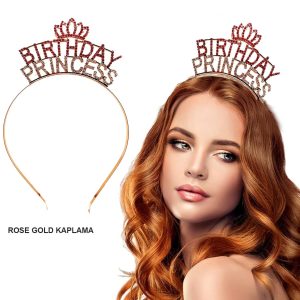 Birthday Princess Kristal Taç – Rose Gold Kaplama (5296)