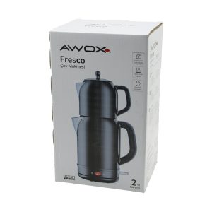 AWOX FRESCO SİYAH ELEKTRİKLİ ÇAY MAKİNESİ ÇAYCI SET 1.7LT SU ISITICI + 1.2LT DEMLİK PASLANMAZ ÇELİK GÖVDE 2200W (5296)
