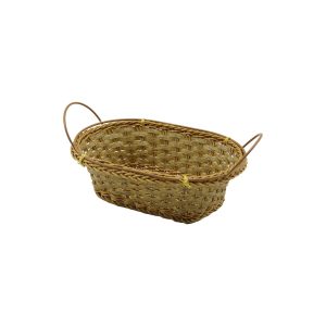 OVAL PLASTİK HASIR EKMEK - ÇOK AMAÇLI SEPET KULPLU - METAL İSKELET TABAN:11X18- AĞIZ:18X24.5CM D:8CM (5296)