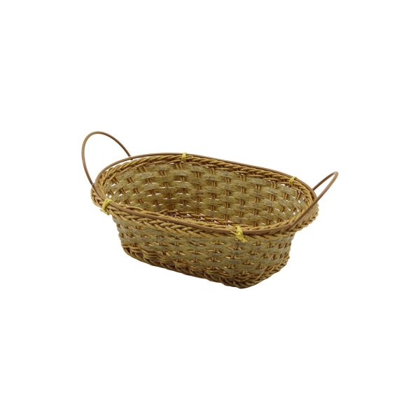 OVAL PLASTİK HASIR EKMEK - ÇOK AMAÇLI SEPET KULPLU - METAL İSKELET TABAN:11X18- AĞIZ:18X24.5CM D:8CM (5296)