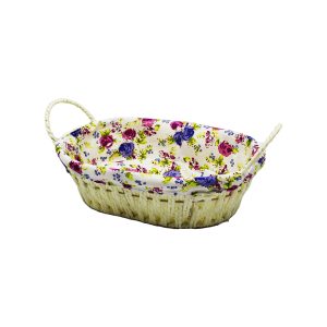 OVAL RENKLİ BEZLİ HASIR EKMEK SEPETİ (5296)