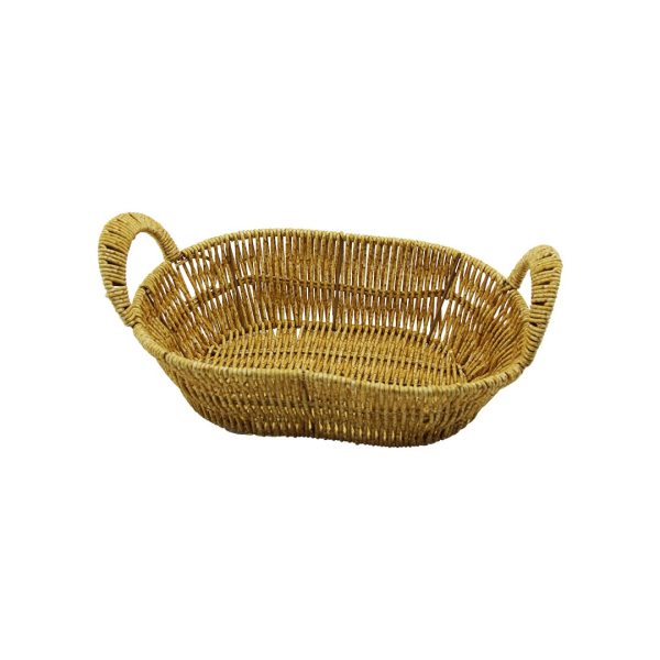 OVAL PLASTİK HASIR EKMEK - ÇOK AMAÇLI SEPET KULPLU - METAL İSKELET TABAN:14X21- AĞIZ:19X27CM D:7.5CM (5296)