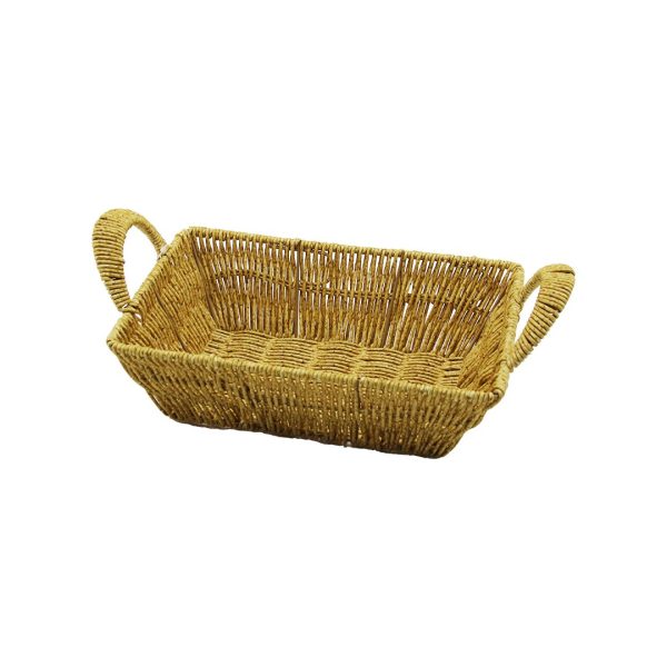 DİKDÖRTGEN PLASTİK HASIR EKMEK - ÇOK AMAÇLI SEPET KULPLU - METAL İSKELET TABAN:13.5X20- AĞIZ:19X26.5CM D:7.5CM (5296)