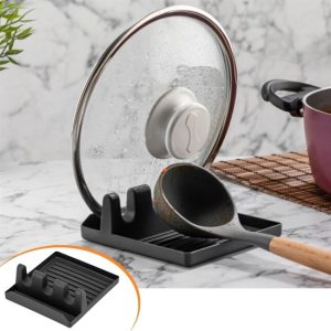 Tencere Kapak Tutuculu Kaşıklıklı Tencere Kapak Standı Pratik Kaşık Kepçe Altlık Düzenleyici (5296)