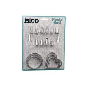 20PCS PASTA SÜSLEME UÇ SETİ= 12-METAL KURABİYE KALIP METAL=3-KALP - 3-YUVARLAK 2-UÇ TUTUCU PLS.ADAPTÖR (5296)