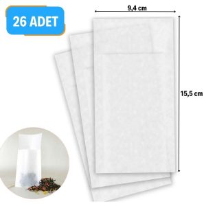 26 Adet Pratik Kullan At Çay,Bitki Çayı,Filtre Kahve Demleme Poşeti Süzgeci (5296)