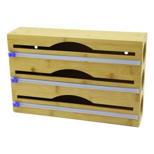 3IN1  AHŞAP BAMBU STREÇLİK FOLYOLUK  KESİCİ BIÇAK KANALLI   22X34CM (5296)