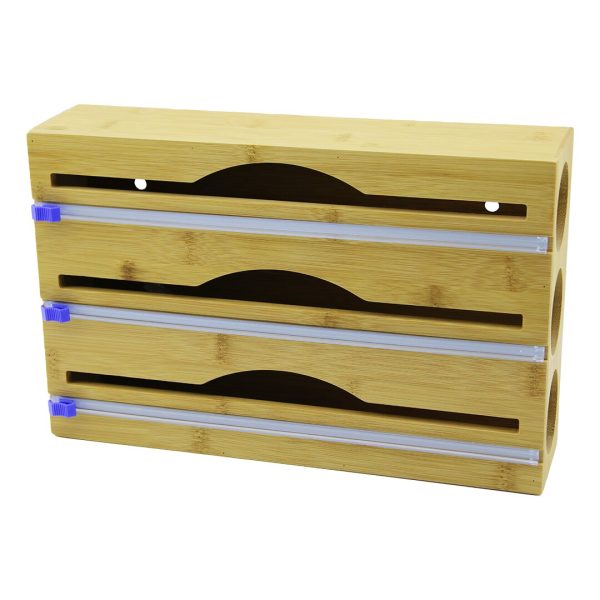 3IN1  AHŞAP BAMBU STREÇLİK FOLYOLUK  KESİCİ BIÇAK KANALLI   22X34CM (5296)