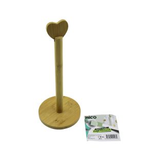 YUVARLAK ALTLIK - ÇAP=12CM  AHŞAP BAMBU KAĞIT HAVLULUK KALP BAŞLI SAP=28.5CM (5296)