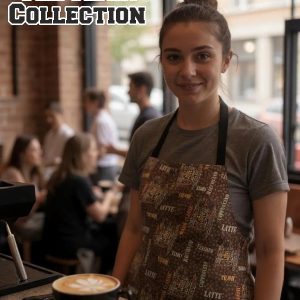 Kahve Desenli barista Önlük
