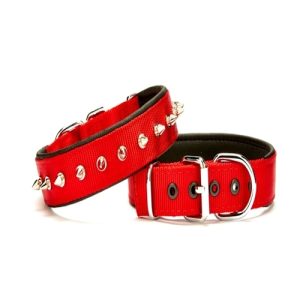 Çivi Desenli Köpek Tasması 3*65 cm Kırmızı
