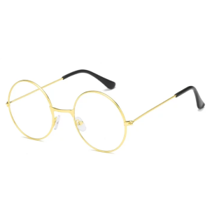 Yuvarlak Cam John Lennon Tarzı Hippi İmaj Gold Çerçeveli Şeffaf Gözlük