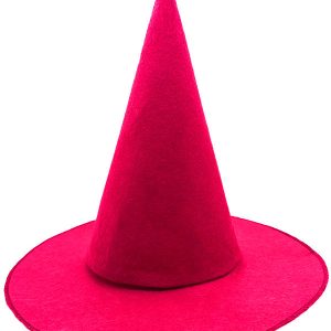 Pembe Fuşya Renk Keçe Cadı Şapkası Yetişkin Çocuk Uyumlu 35X38 cm
