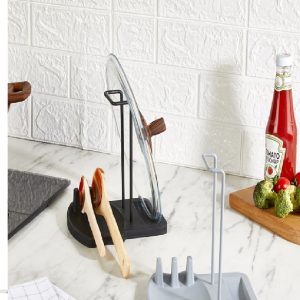 1 Adet Tencere Kapak ve Kepçe Düzenleyici Tencere Kapak Tutucu Stant