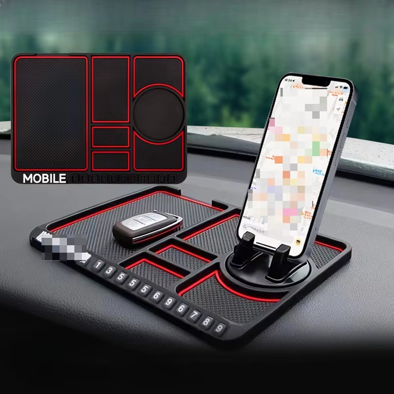 Kaymaz Torpido Üstü Park Telefon Numaralı Telefon Tutucu Renkli Şeritli Araç Matı - Görsel 3