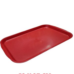 10 Adet Büyük Kırmızı Plastik Servis Tepsisi  Kırılmaz Lokanta Büfe Fast Food Kullanım ( 53 x37 Cm)
