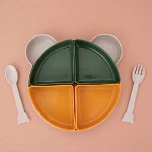 Tabldot Mama Tabağı Çıkarılabilir Kaseli -Tepsili 4 Bölmeli Çatal Kaşıklı Ayıcık Beslenme Kabı