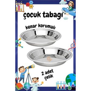 Engithalat Çocuk Tabağı Güvenli Kenarlı Çelik 2 Adet 21 cm