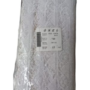 Dantel Polyester Güpür Bant Beyaz 15 Metre En 5 cm ON-740-B