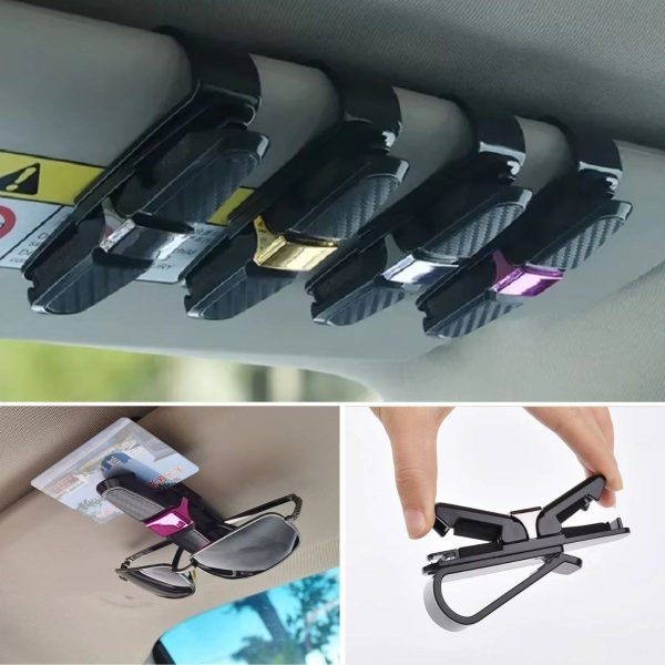 BUFFER® Araç İçi Güneşliğe Takılan 2'li Gözlük,Kart,Para Takmalık Aparat - Görsel 2