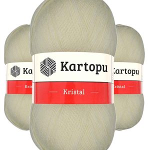3 Adet Kristal Çift Katlı El Örgü Lif İpi Krem K025