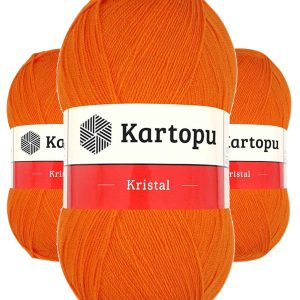 3 Adet Kristal Çift Katlı El Örgü Lif İpi Turuncu K210