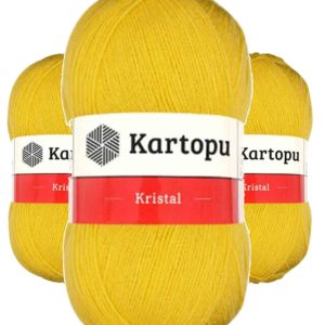 3 Adet Kristal Çift Katlı El Örgü Lif İpi Sarı K301