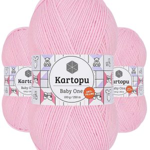 3 Adet Baby One Tüylenmeyen El Örgü İpi Yünü Açık Pembe K782