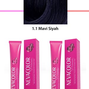 2 li Set Premium 1.1 Mavi Siyah - Kalıcı Krem Saç Boyası 2 X 50 g Tüp