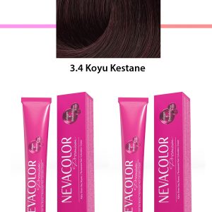 2 li Set Premium 3.4 Koyu Kestane - Kalıcı Krem Saç Boyası 2 X 50 g Tüp