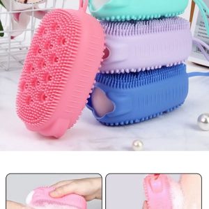 Banyo Hamam Lifi Silikon Sünger Hazneli Vücut Kesesi Masajlı Yumuşak Duş Lifi Banyo Kesesi