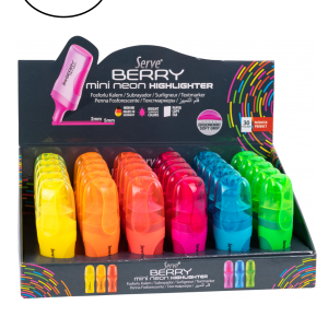 Serve Berry Mini Fosforlu Kalem Karton Stand 30'lu