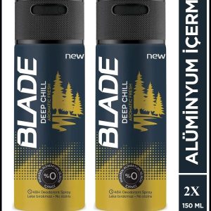 2 Adet Blade Deep Chill Erkek Deodorant 150 Ml Hızlı Kurur, Leke Bırakmaz