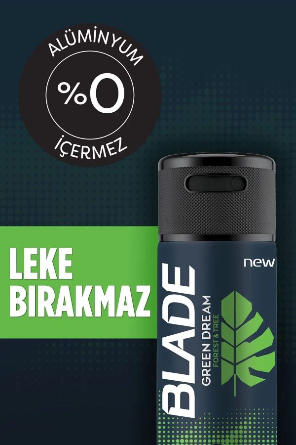 2 Adet Blade Green Dream Erkek Deodorant 150 Ml Hızlı Kurur, Leke Bırakmaz - Görsel 2