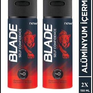 2 Adet Blade Self Confidence Erkek Deodorant 150 Ml Hızlı Kurur, Leke Bırakmaz