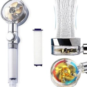 BUFFER® Turbo Pervaneli ve Filtreli Su Tasarruflu 360 Derece Dönebilen Tazyikli Duş Başlığı