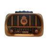 BUFFER® Orta Boy Retro, Nostaljik, Ahşap Tasarım Bluetooth Hoparlörlü, Şarjlı, Taşınabilir Oval Ön Yüzlü FM/AM Destekli Radyo NS6687