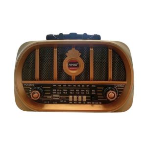 BUFFER® Orta Boy Retro, Nostaljik, Ahşap Tasarım Bluetooth Hoparlörlü, Şarjlı, Taşınabilir Oval Ön Yüzlü FM/AM Destekli Radyo NS6687