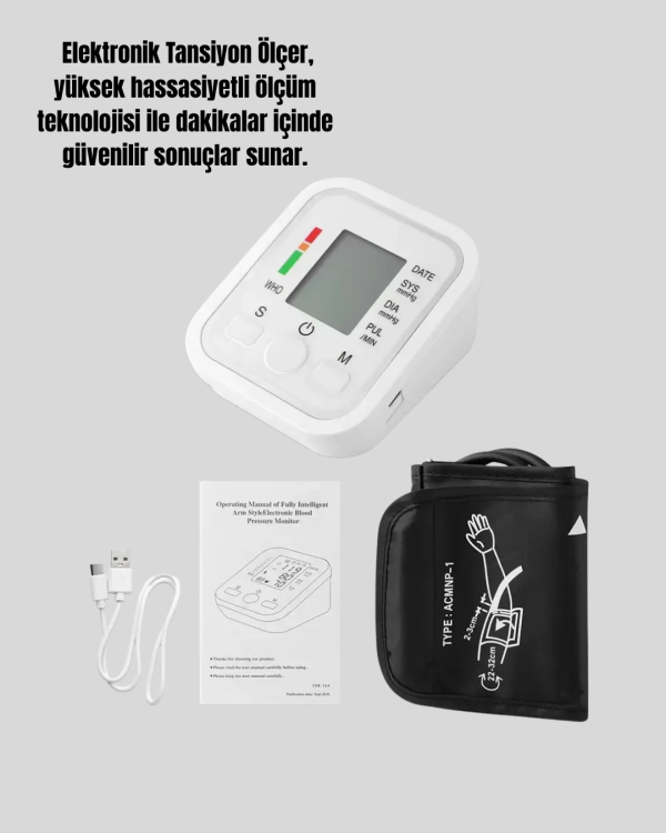 2 Kullanıcı Hafızalı USB Uyumlu Tansiyon Ölçer - Görsel 5