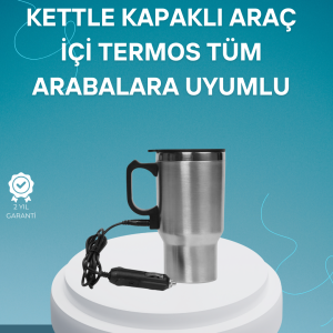 Seyahat Tipi Araç Çakmaklı Isıtıcı Çelik Termos Bardak