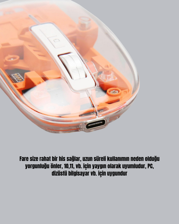 Şarjlı Ergonomik Fare – 1600 DPI, Sessiz Tıklama Özellikli - Görsel 5