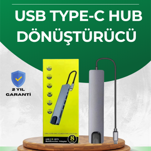 Type‑C Dönüştürücü – 2×USB3.0, SD/MS, 4K HDMI & RJ45 ile Profesyonel Kullanım