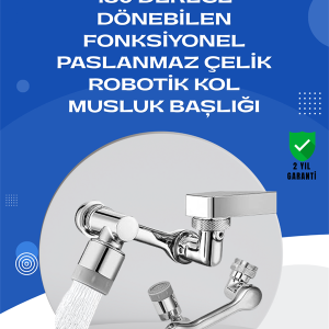 1080° Dönebilen Musluk Aparatı – Çift Su Akışı, Robotik Kol Tasarımı ve Su Tasarrufu Özellikli
